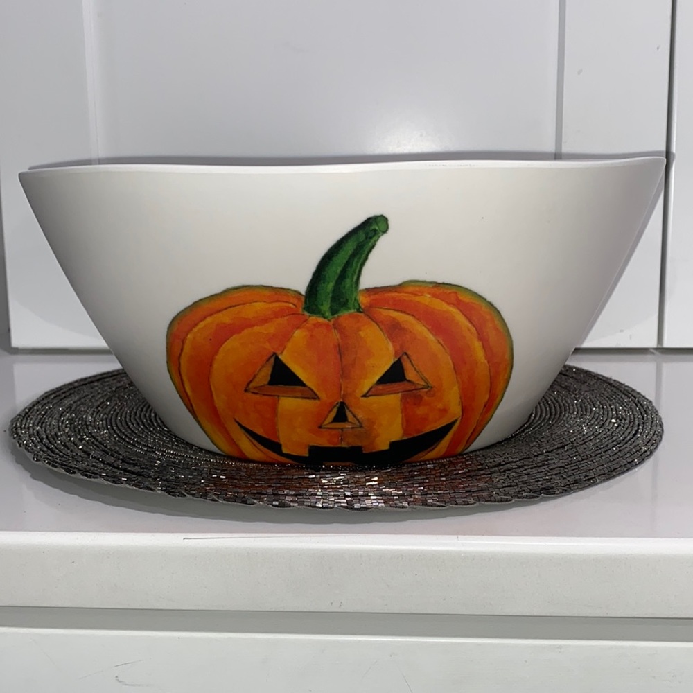 Rae Dunn Pumpkin Halloween Large Melamine Candy Popcorn‎ Bowl